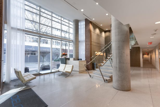 the interior lobby area at the cielo vancouver